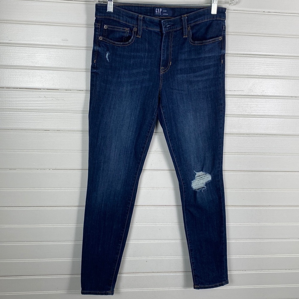 GAP Dark Wash Distressed Leggings Size 6/28R